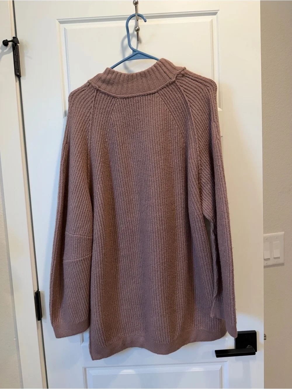 Free People Mauve Ribbed Cowl Neck Sweater